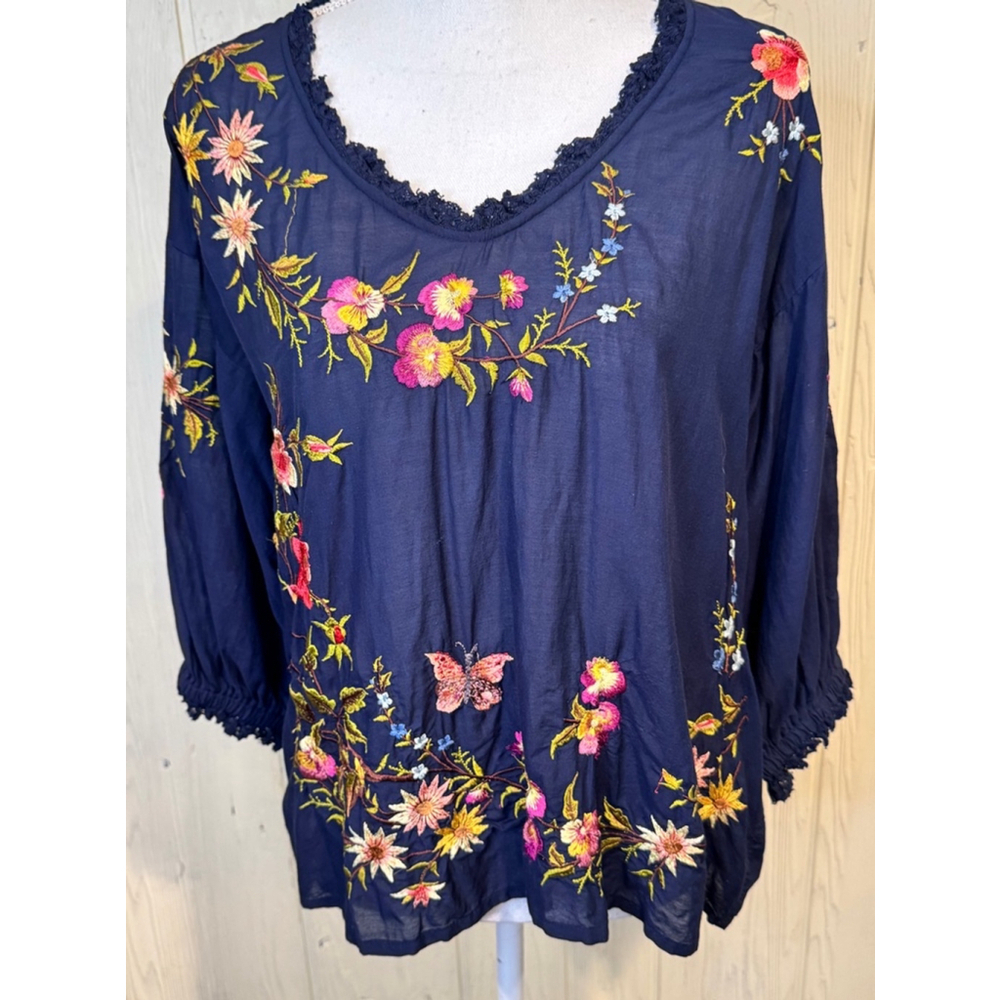 Sundance Florentina Embroidery Butterfly Lace Blouse Medium - Picture 3 of 14